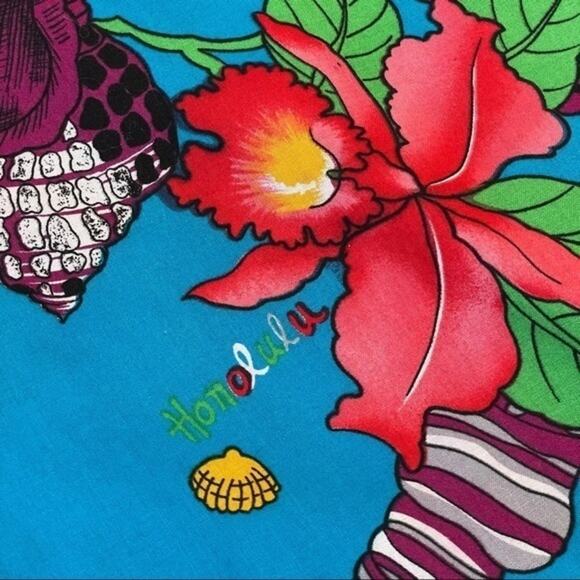 Hilo Hattie Hawaiian Shirt Button Down Blue Floral Vintage Shirt - Picture 6 of 8